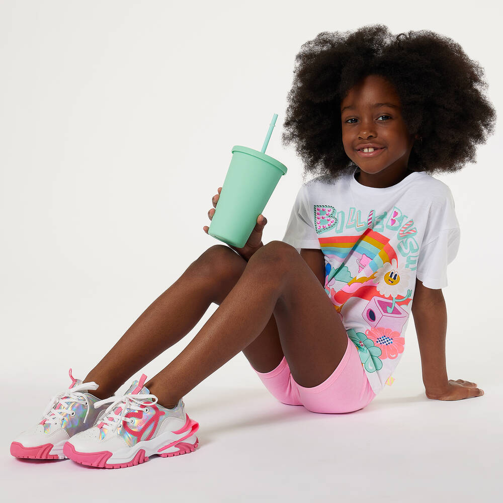 Billieblush-تيشيرت قطن عضوي جيرسي لون أبيض للبنات | Childrensalon Outlet