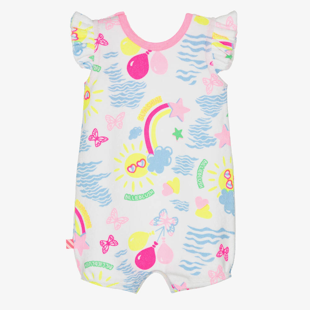 Billieblush-Girls White Cotton Towelling Playsuit | Childrensalon Outlet