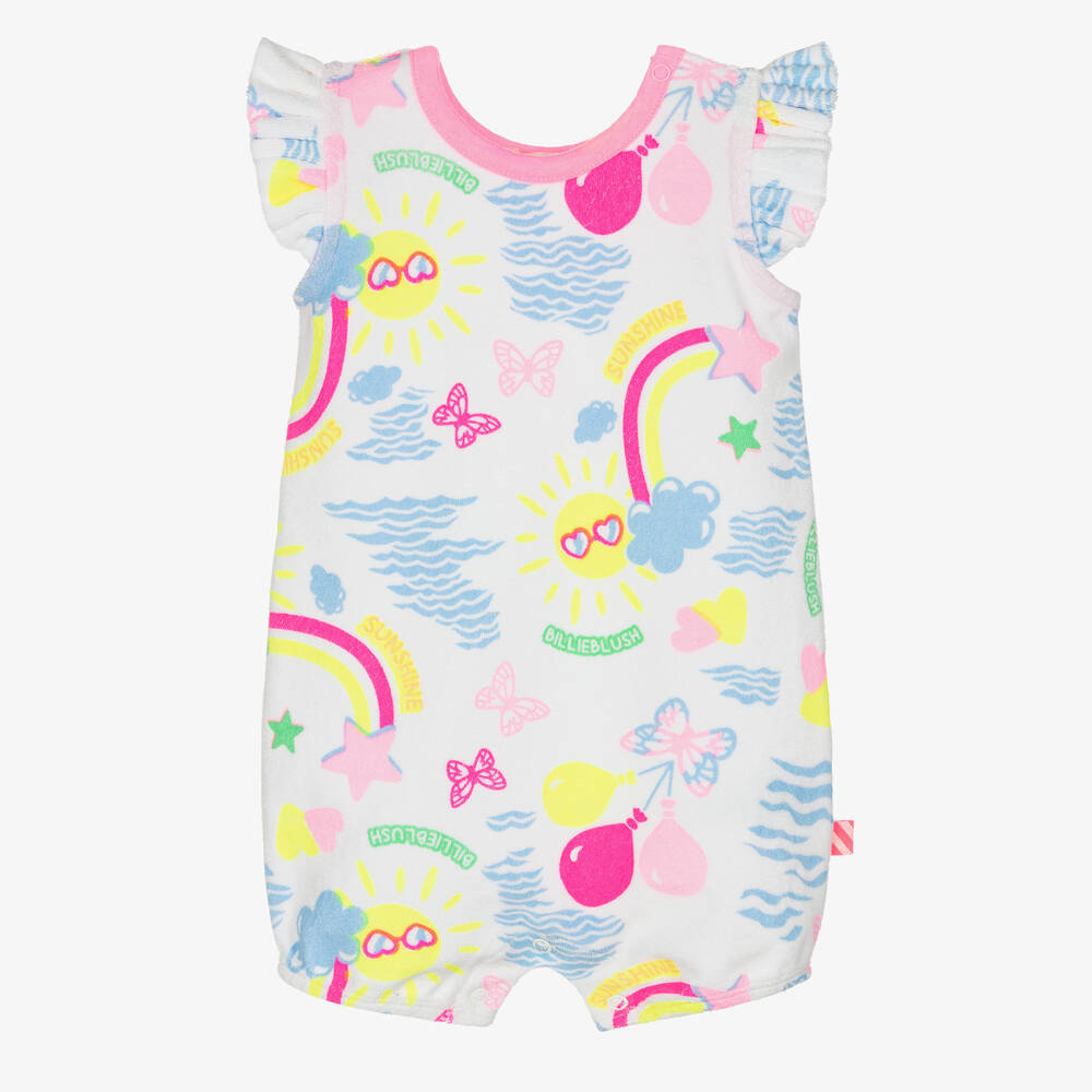 Billieblush - Weißer Baumwollfrottee-Playsuit | Childrensalon