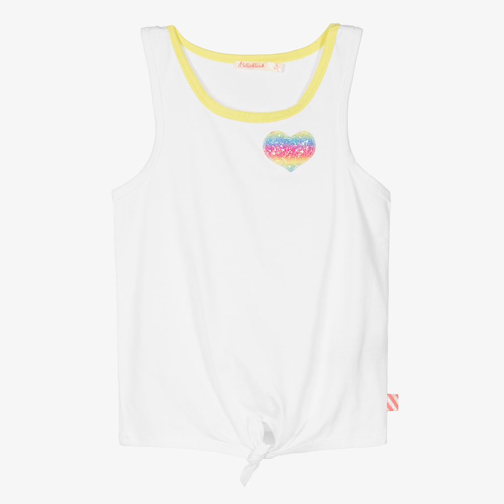 Billieblush - Girls White Cotton Vest Top | Childrensalon