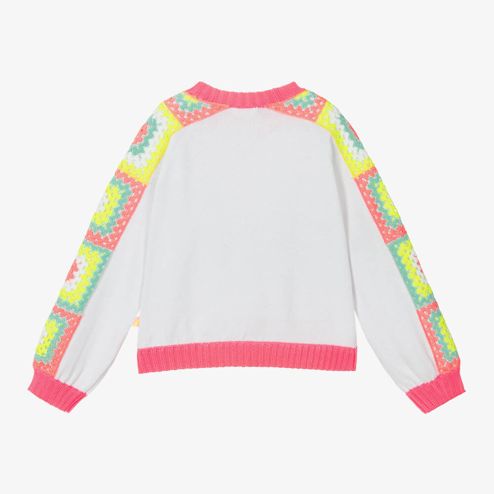 Billieblush-Girls White & Crochet Detail Cardigan | Childrensalon Outlet