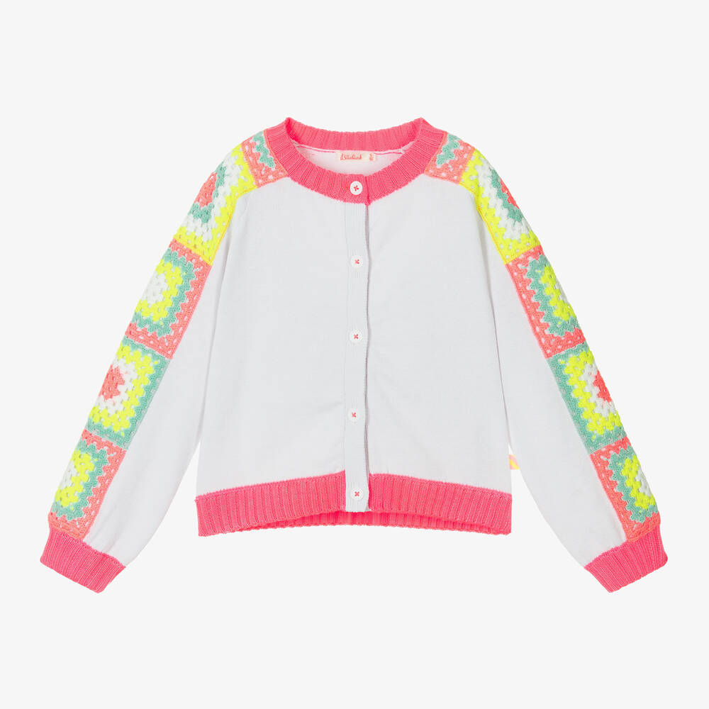 Billieblush-Girls White & Crochet Detail Cardigan | Childrensalon Outlet
