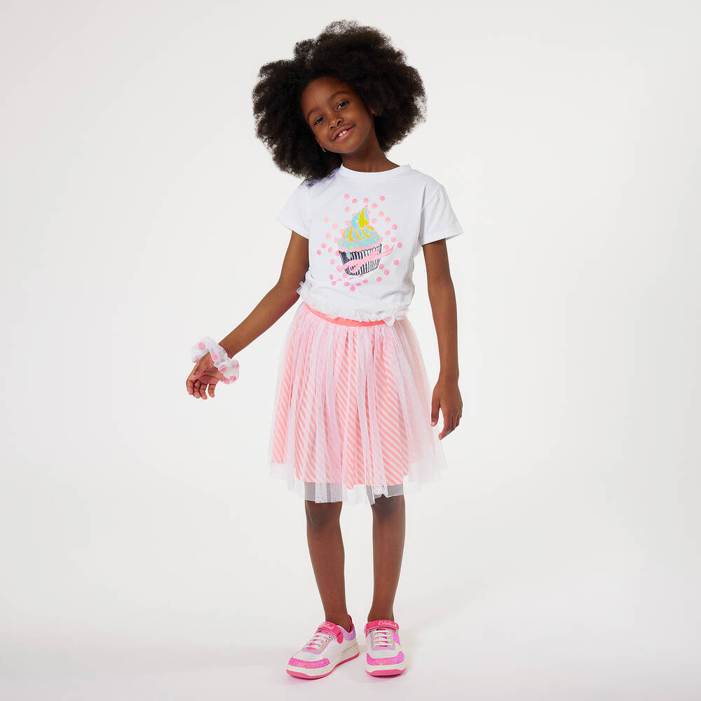 Billieblush-Girls White Cupcake Cotton T-Shirt | Childrensalon Outlet