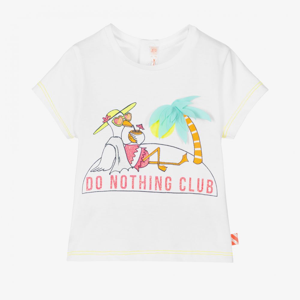 Billieblush - Белая футболка с фламинго для девочек | Childrensalon