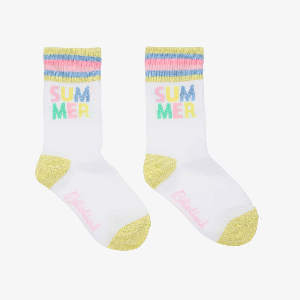 Billieblush - Weiße Summer Socken goldener Saum | Childrensalon