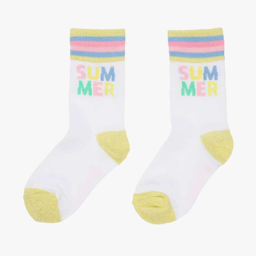 Billieblush-Girls White & Gold Trim Summer Socks | Childrensalon Outlet