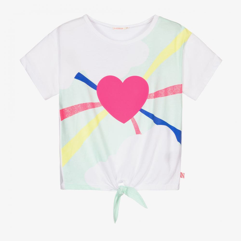 Billieblush - Girls White Heart T-Shirt | Childrensalon