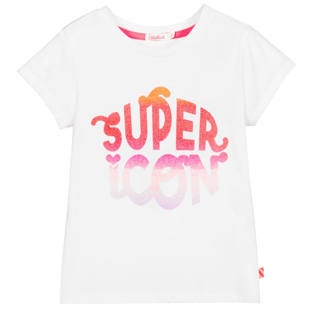 Billieblush - Белая футболка с принтом Icon для девочек | Childrensalon