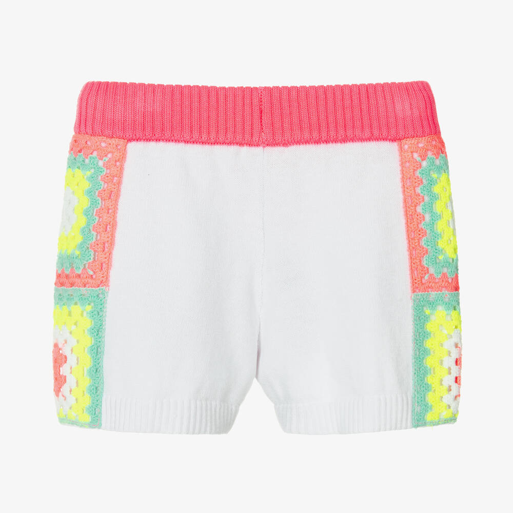 Billieblush-شورت قطن محبوك وكروشيه لون أبيض للبنات | Childrensalon Outlet