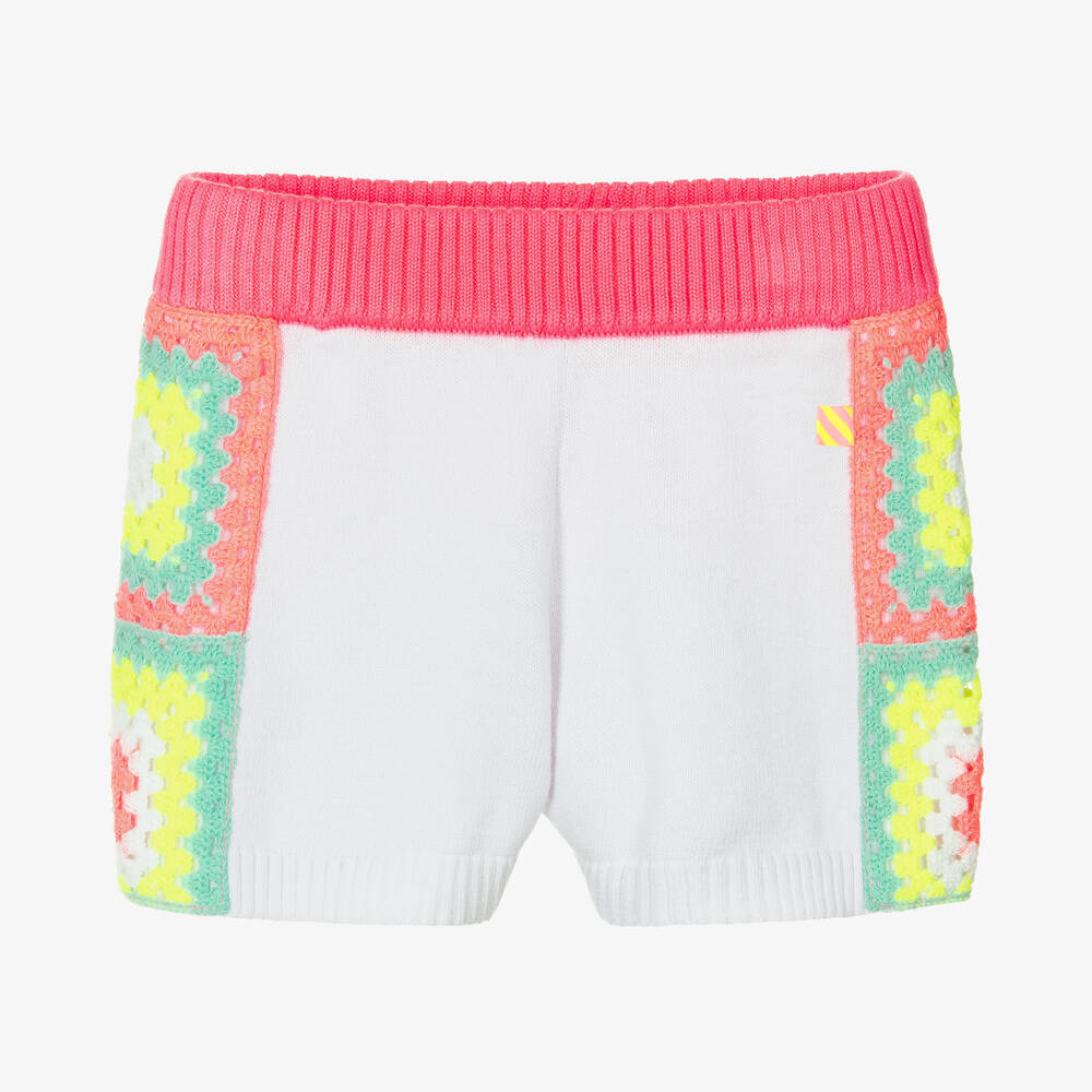Billieblush-Girls White Knit & Crochet Detail Shorts | Childrensalon Outlet