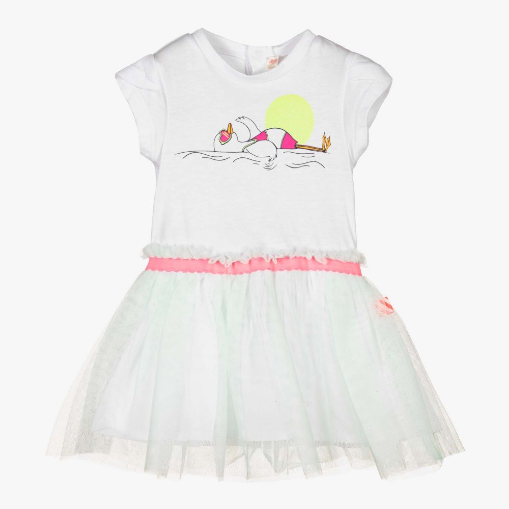 Billieblush - Girls White & Mint Green Dress | Childrensalon