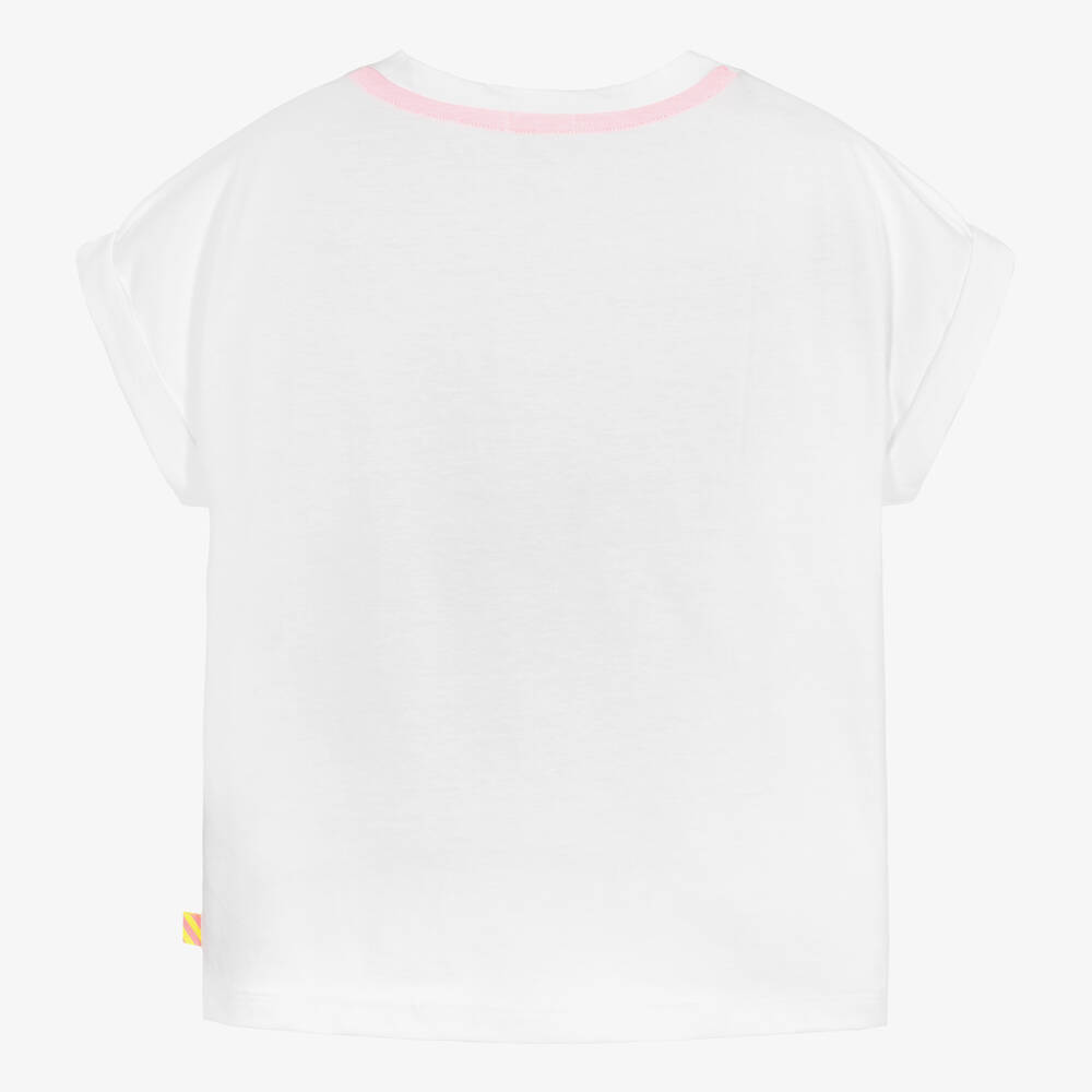 Billieblush-Girls White Organic Cotton T-Shirt | Childrensalon Outlet