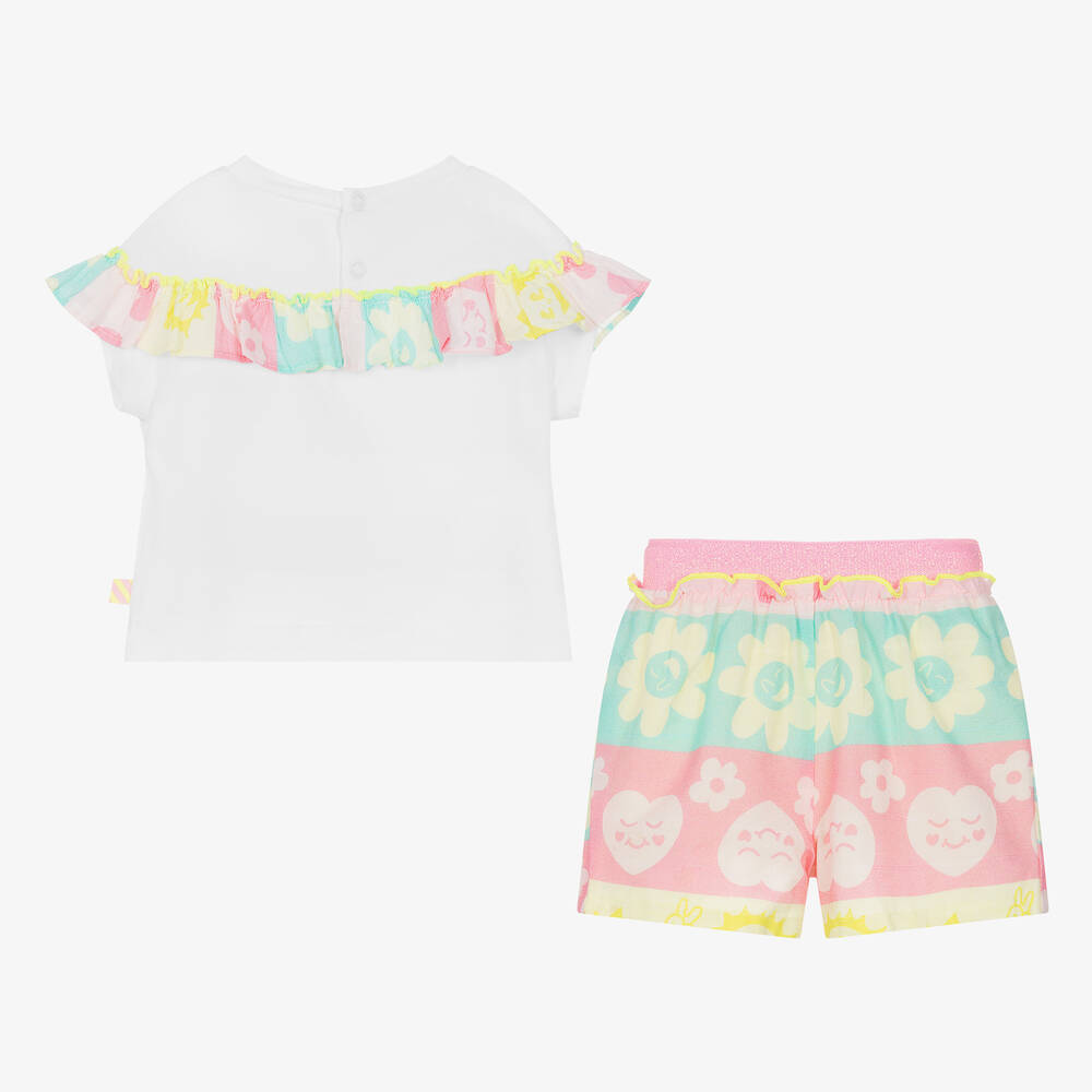 Billieblush-Girls White & Pink Cotton Shorts Set | Childrensalon Outlet