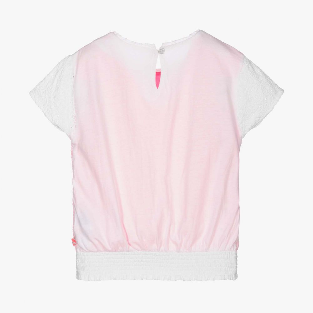Billieblush-Girls White & Pink Cotton Top | Childrensalon Outlet