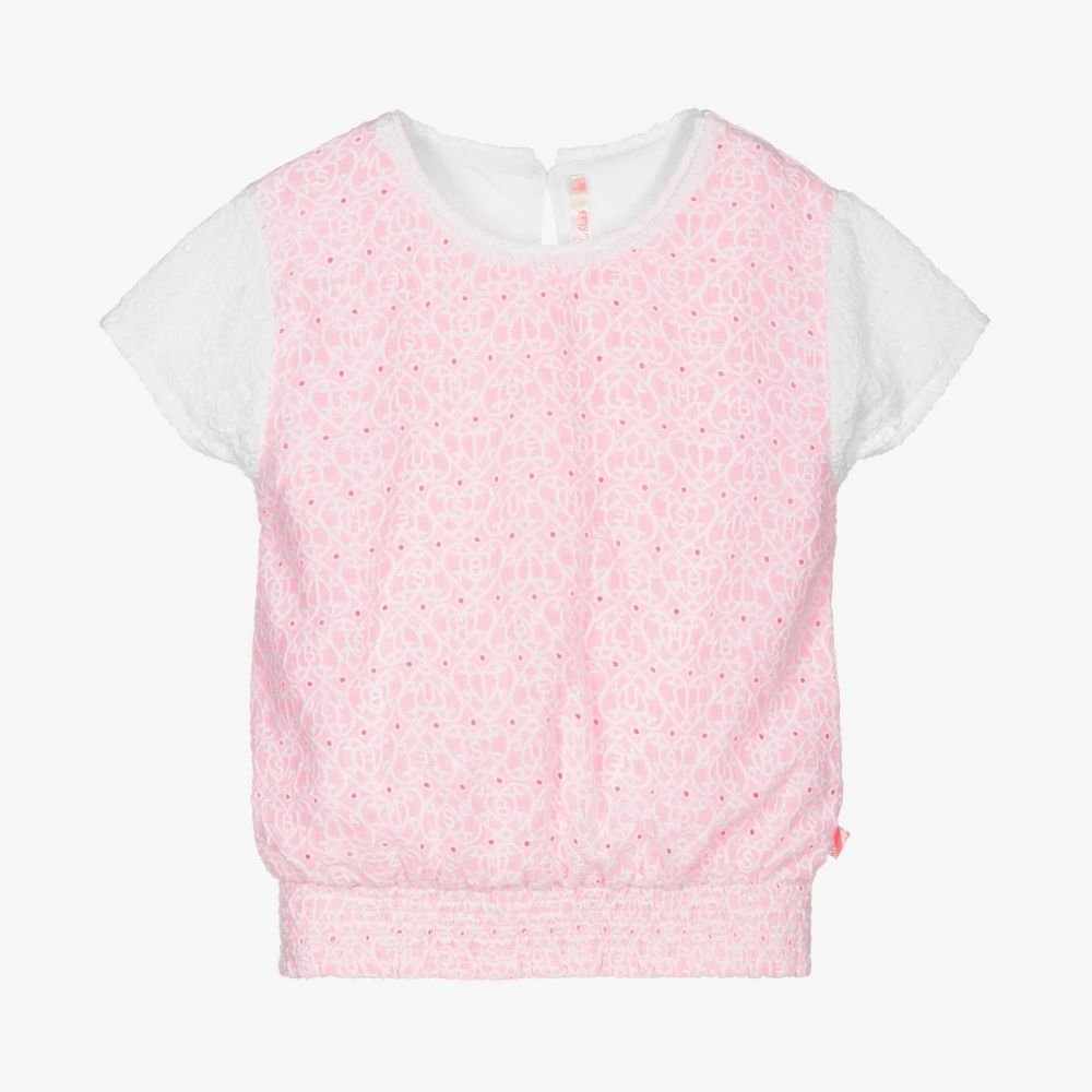 Billieblush-Бело-розовый хлопковый топ для девочек | Childrensalon Outlet