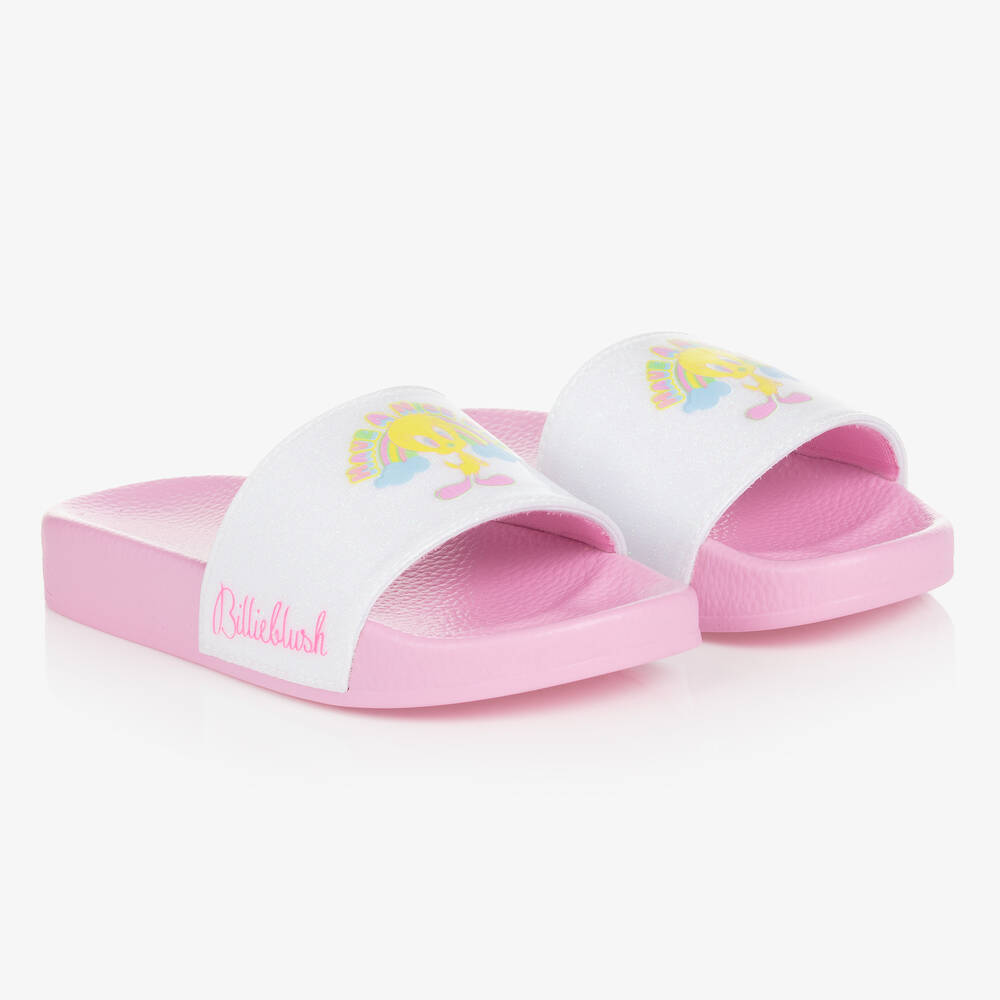 Billieblush - Girls White & Pink Looney Tunes Sliders | Childrensalon