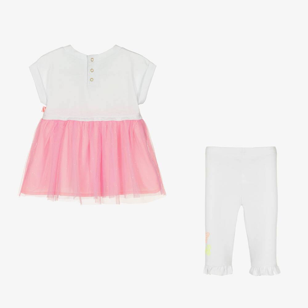 Billieblush-Бело-розовое платье из тюля и легинсы | Childrensalon Outlet