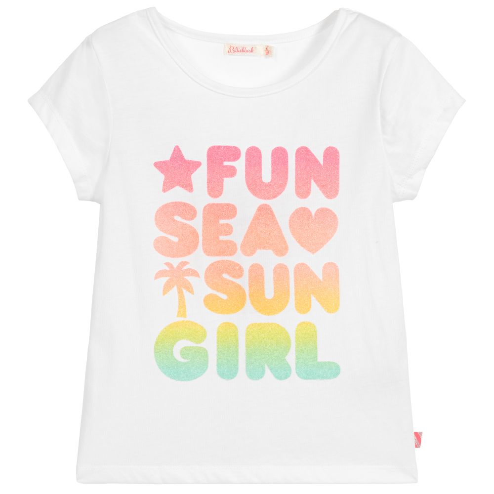 Billieblush - Girls White Polycotton T-Shirt | Childrensalon