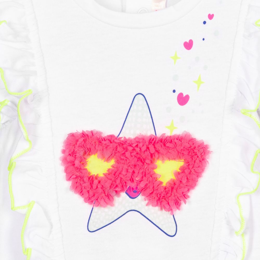 Billieblush-تيشيرت قطن جيرسي لون أبيض للبنات | Childrensalon Outlet