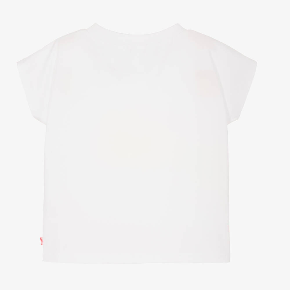 Billieblush-Girls White Sequin Boxy Cotton T-Shirt | Childrensalon Outlet