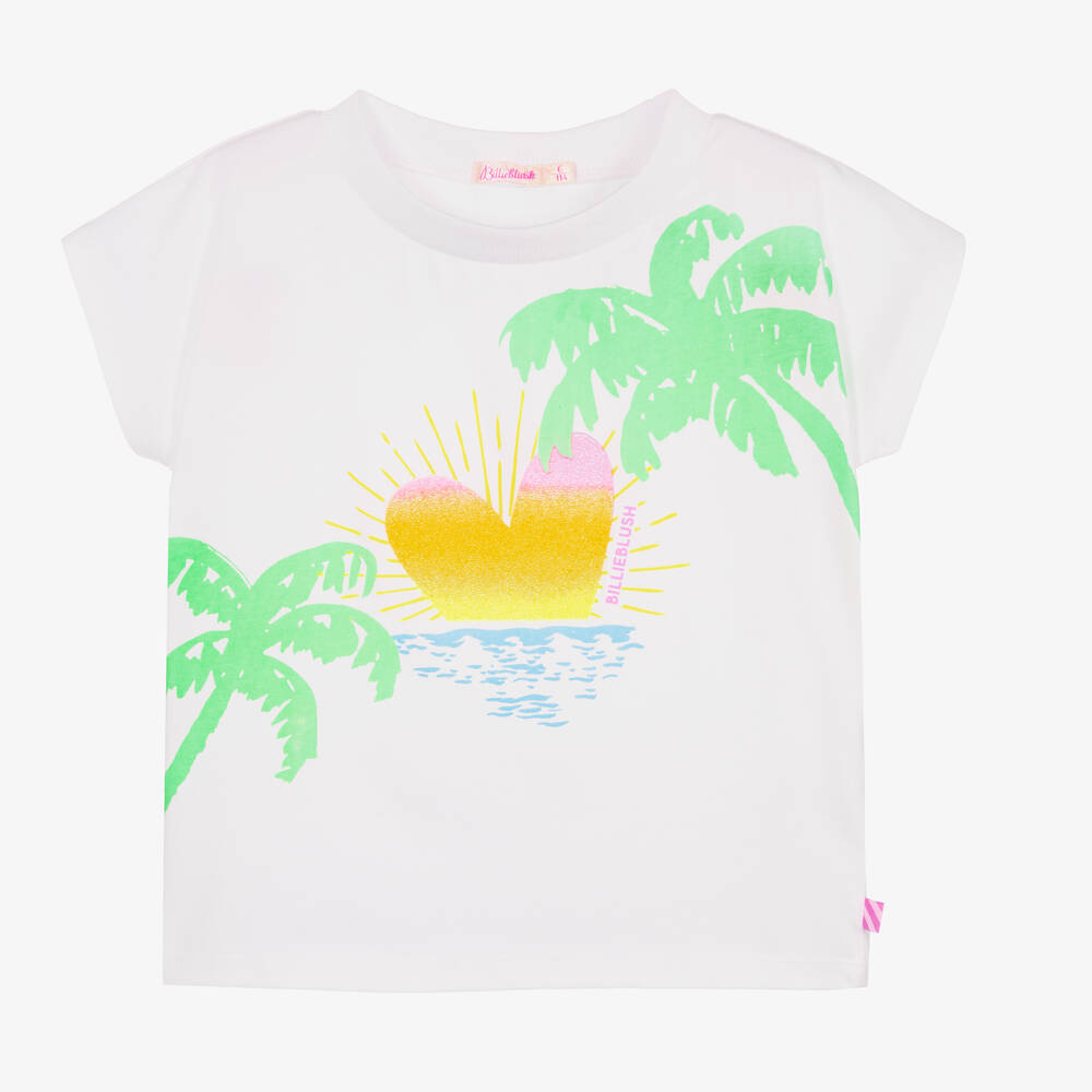 Billieblush - Girls White Sequin Boxy Cotton T-Shirt | Childrensalon