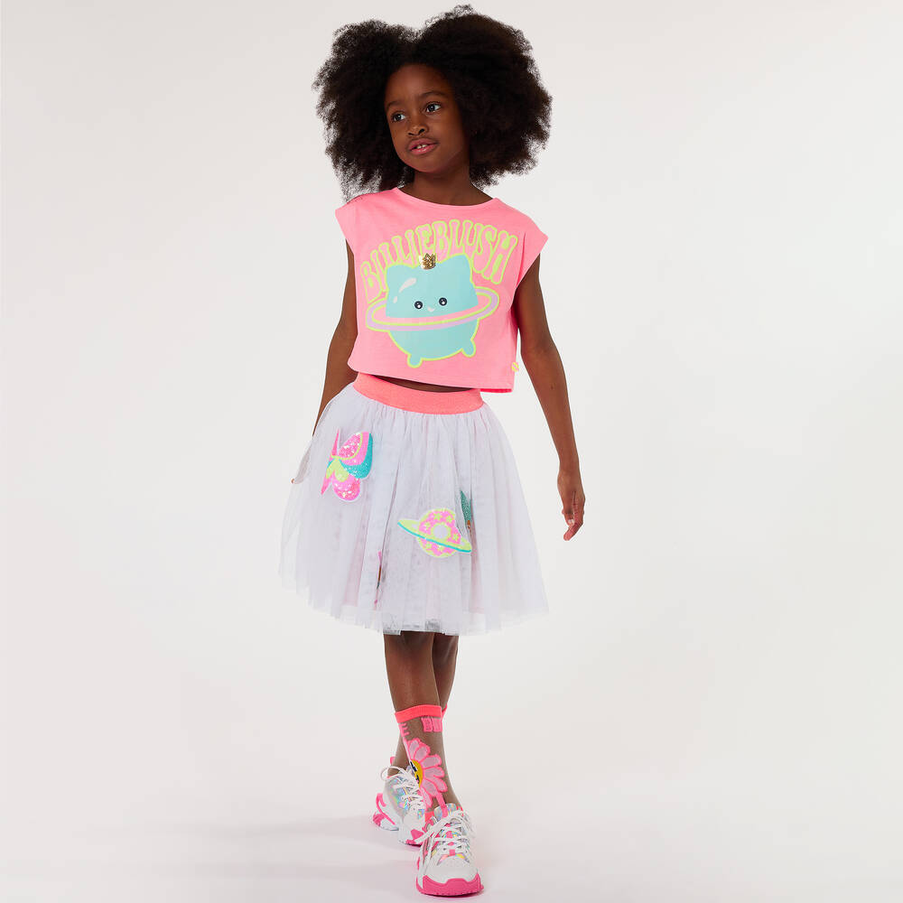 Billieblush-Girls White Sequin & Glitter Tulle Skirt | Childrensalon Outlet
