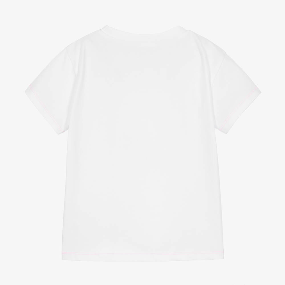 Billieblush-Girls White Slogan Organic Cotton T-Shirt | Childrensalon Outlet