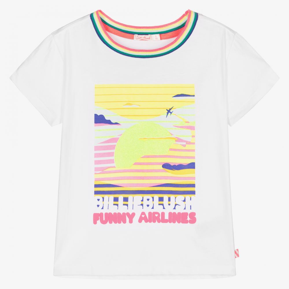 Billieblush - Girls White Sunset T-Shirt | Childrensalon