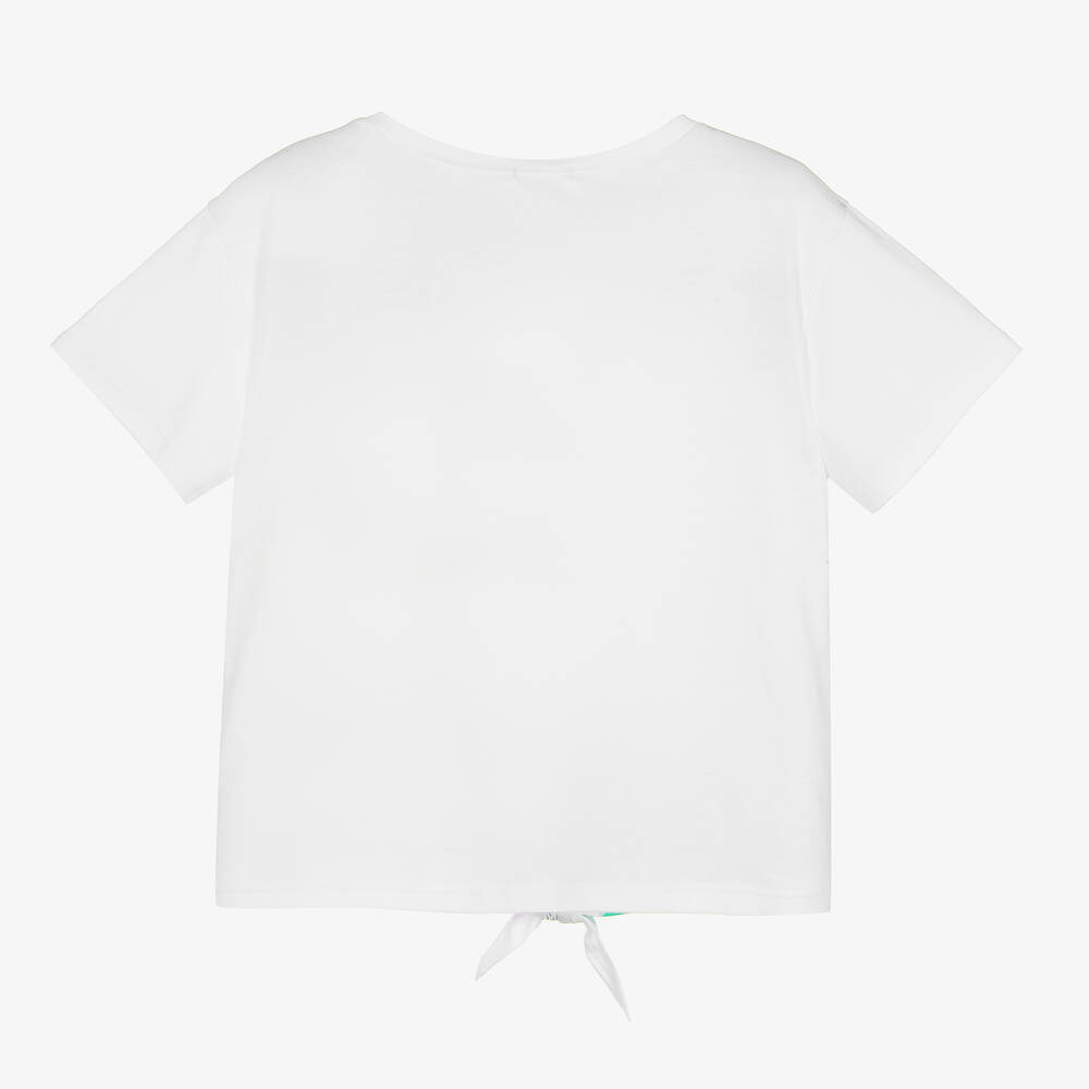 Billieblush-Girls White Tie Knot Cotton T-Shirt | Childrensalon Outlet