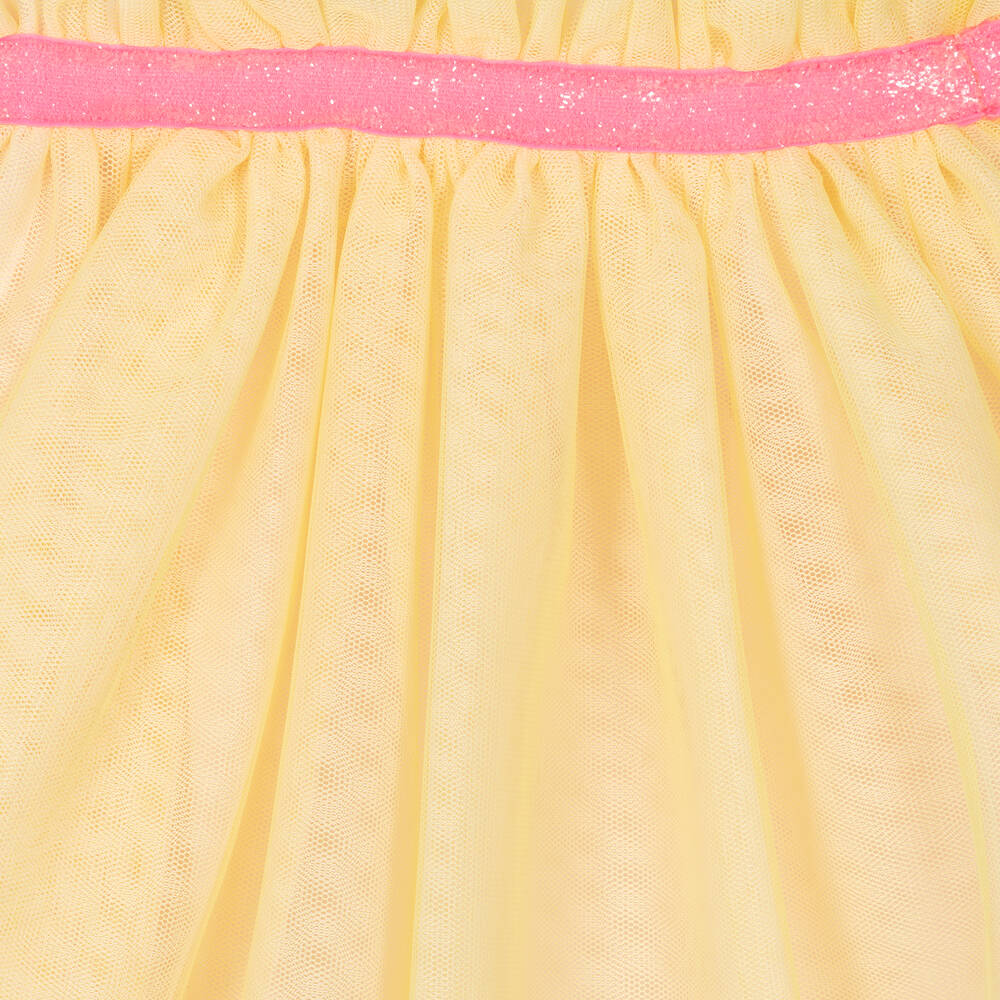 Billieblush-Бело-желтое платье из тюля с пальмами | Childrensalon Outlet