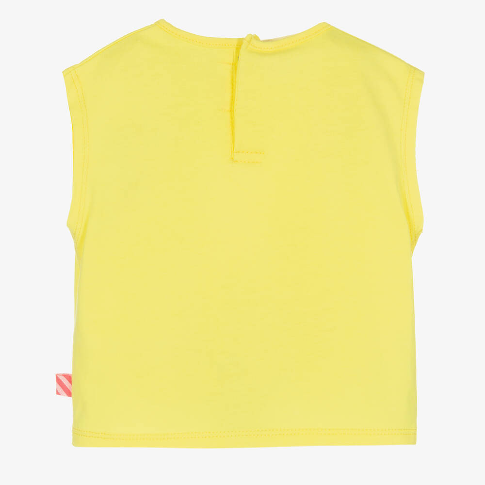 Billieblush-Girls Yellow Beaded Cotton T-Shirt | Childrensalon Outlet