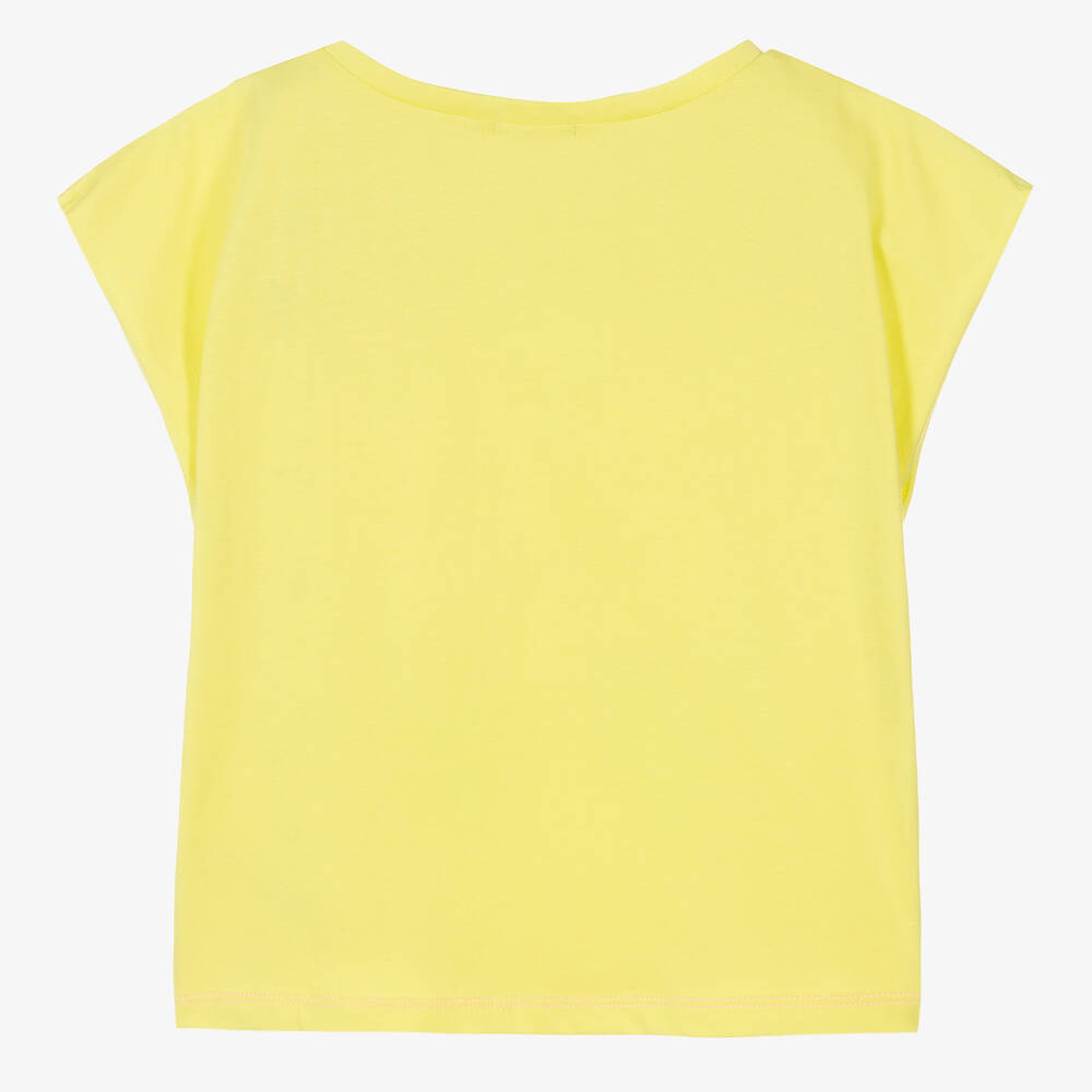 Billieblush-Желтая хлопковая футболка с солнечными очками | Childrensalon Outlet
