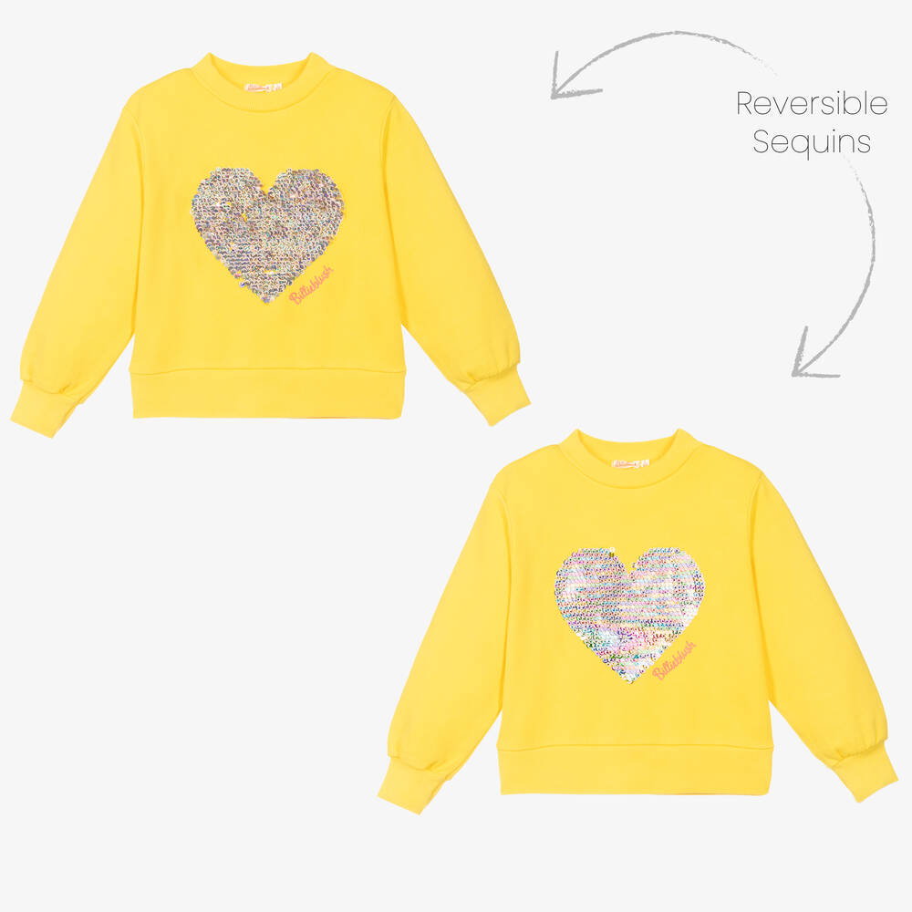 Billieblush - Girls Yellow Cotton Sweatshirt | Childrensalon