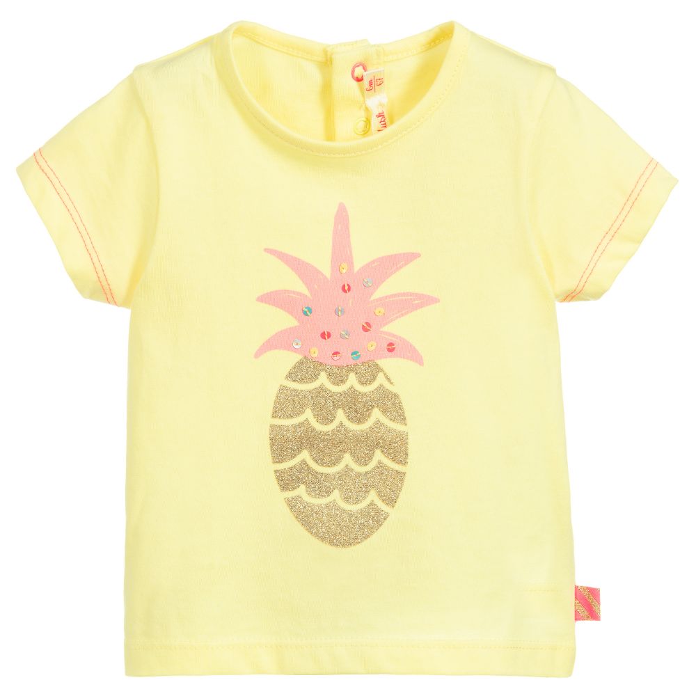 Billieblush - Girls Yellow Cotton T-Shirt | Childrensalon