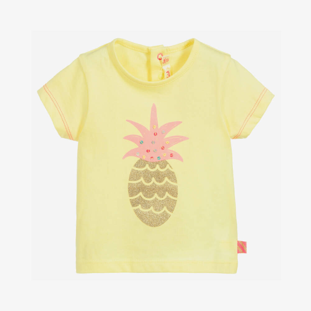 Billieblush-Girls Yellow Cotton T-Shirt | Childrensalon Outlet
