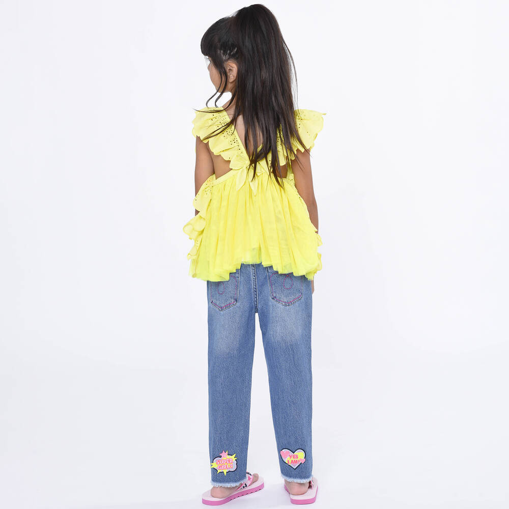 Billieblush-Girls Yellow Frilled Tulle Blouse | Childrensalon Outlet