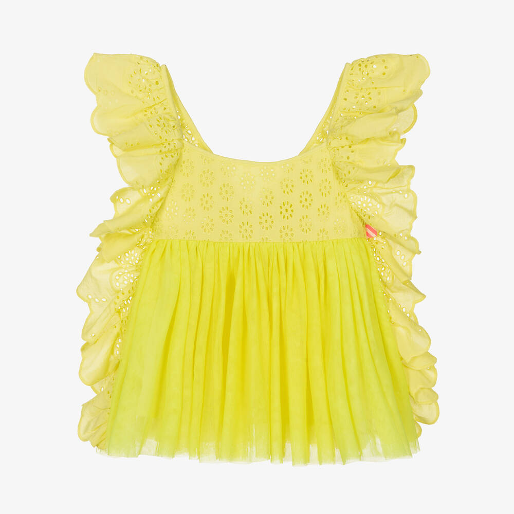 Billieblush - Chemisier jaune à volants en tulle | Childrensalon