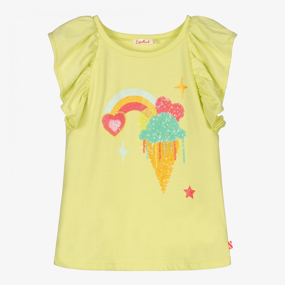 Billieblush - Gelbes T-Shirt mit Eiscreme-Motiv (M) | Childrensalon