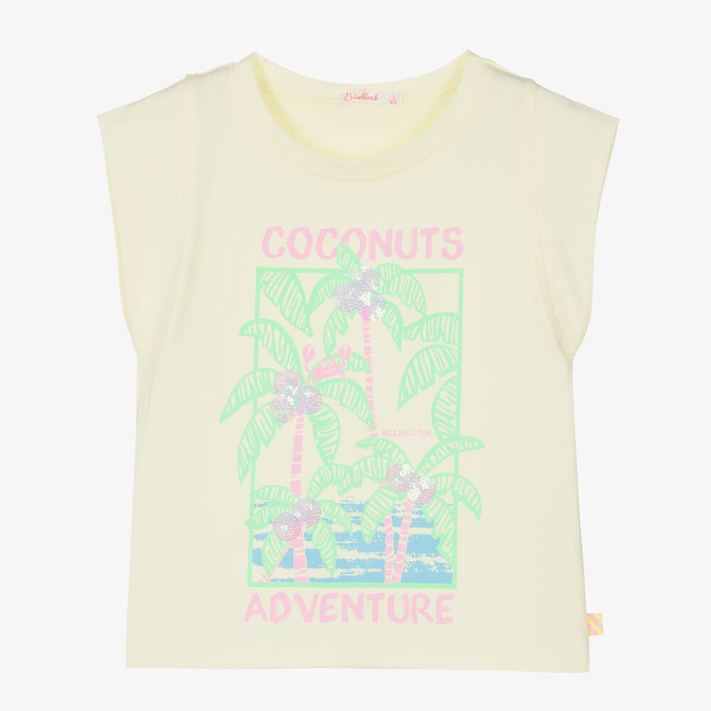 Billieblush-Girls Yellow Organic Cotton T-Shirt | Childrensalon Outlet
