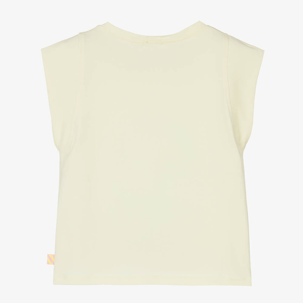 Billieblush-تيشيرت قطن عضوي لون أصفر باستيل للبنات | Childrensalon Outlet