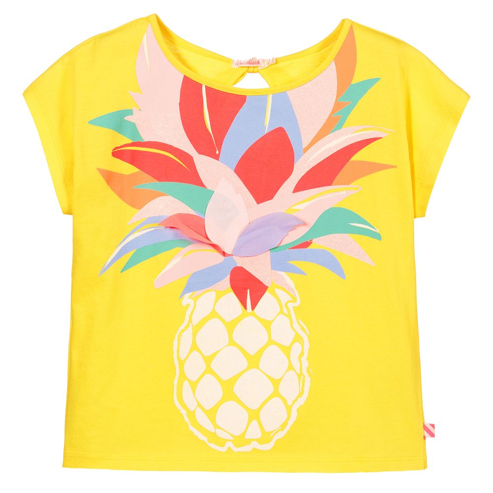 Billieblush - Желтая футболка с ананасами для девочек | Childrensalon