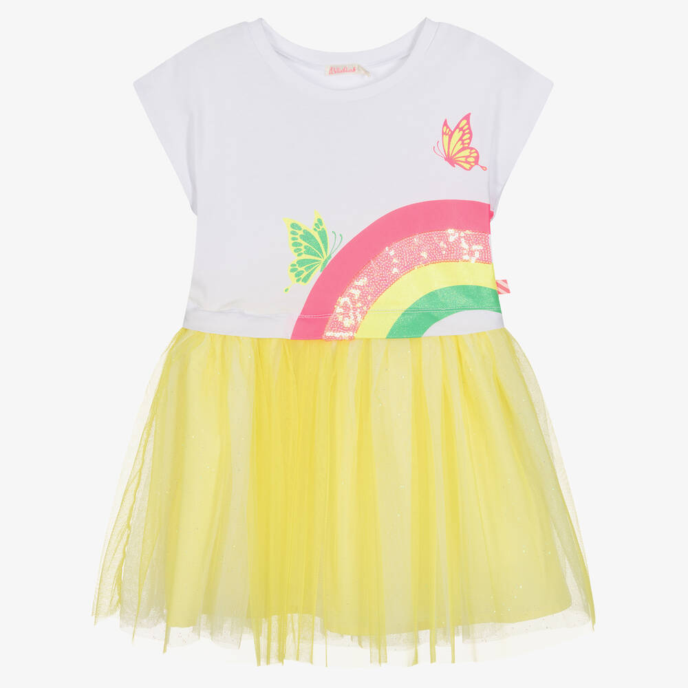 Billieblush - Girls Yellow Rainbow Tulle Dress | Childrensalon