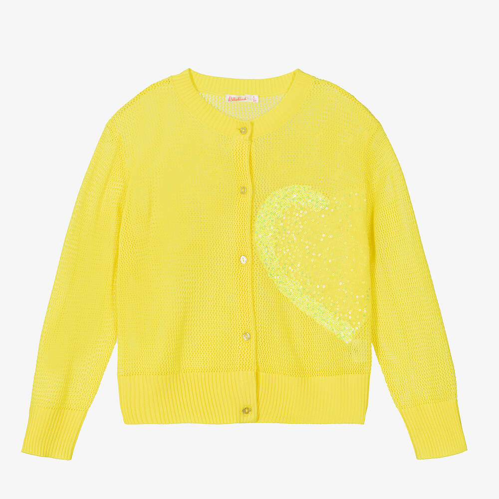 Billieblush Cardigan jaune c ur en sequins Childrensalon Outlet