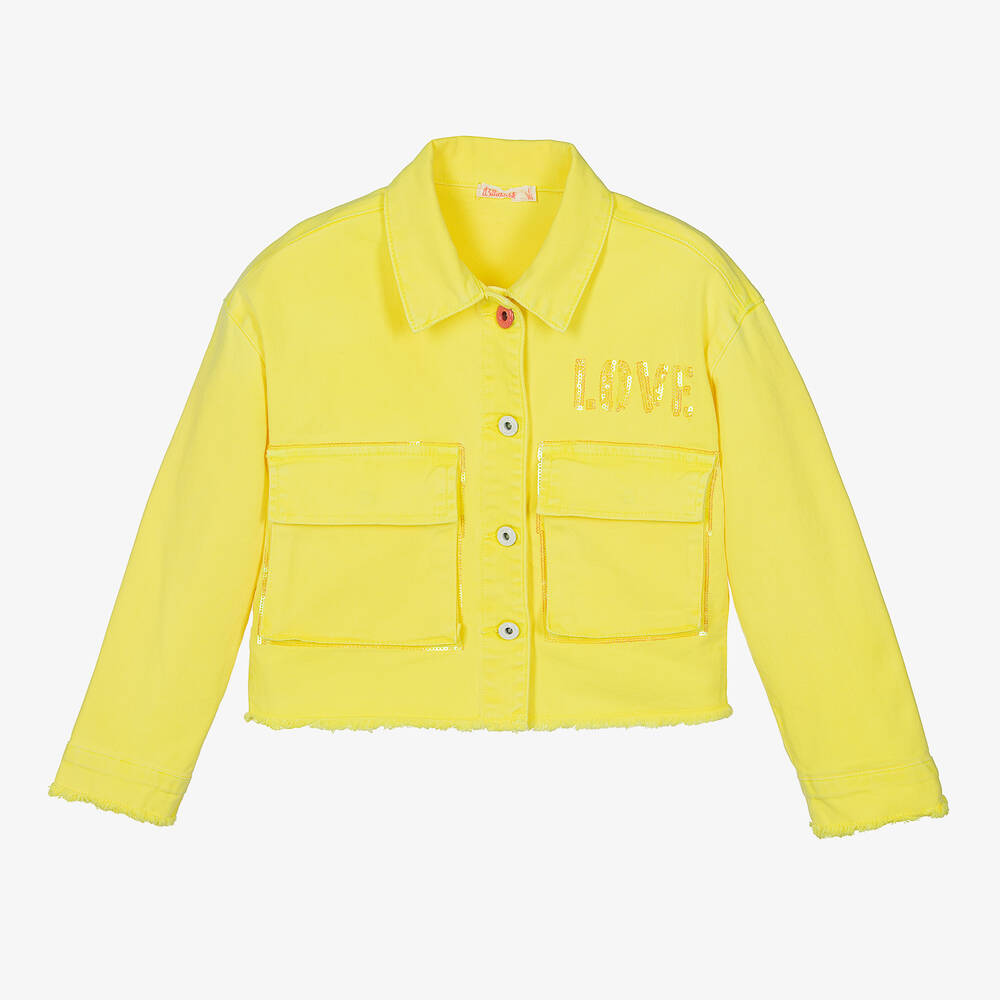 Billieblush - Girls Yellow Sequin Twill Jacket | Childrensalon