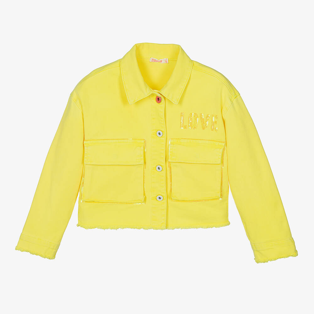 Billieblush - Veste sergé jaune à sequins fille | Childrensalon