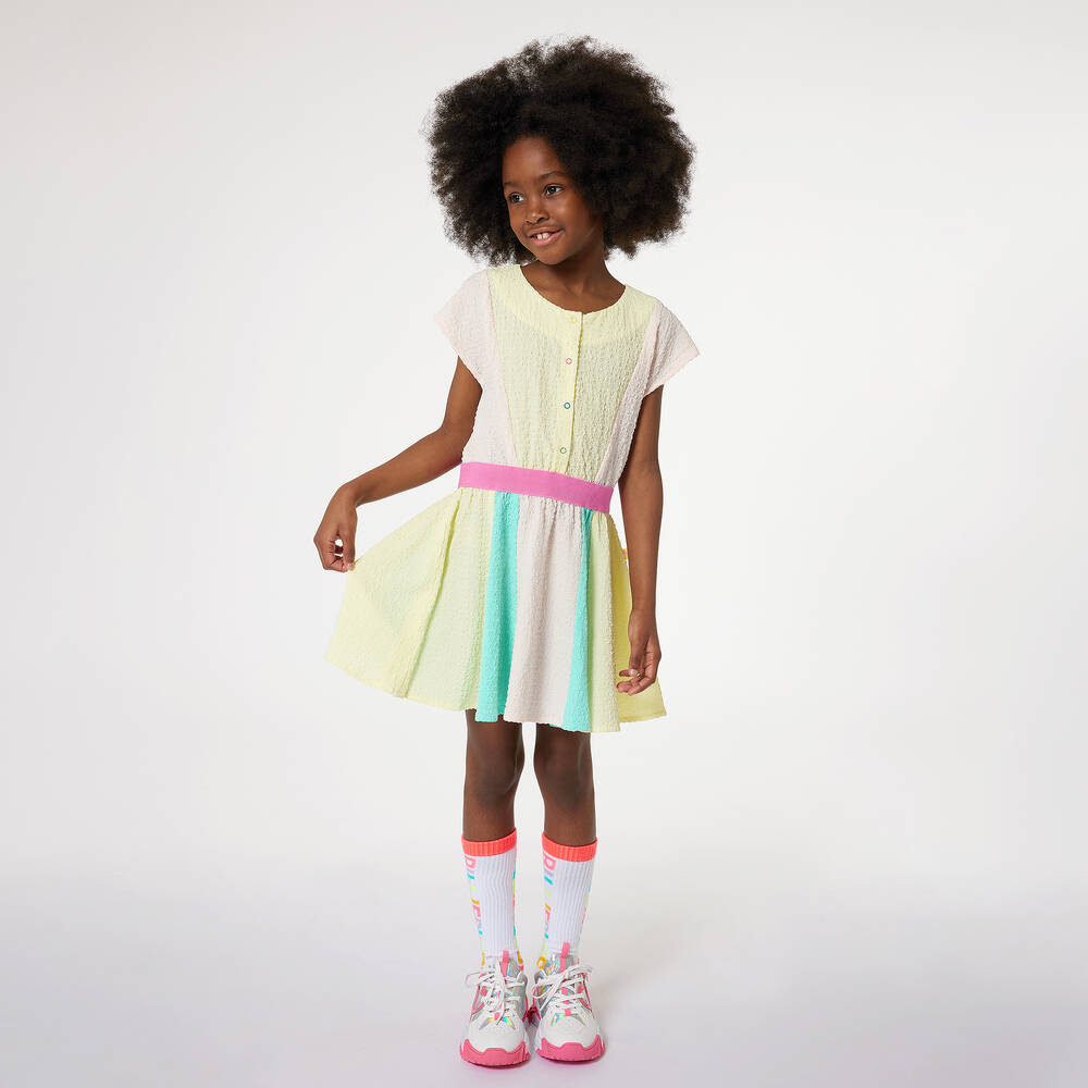 Billieblush-Girls Yellow Striped Seersucker Dress | Childrensalon Outlet