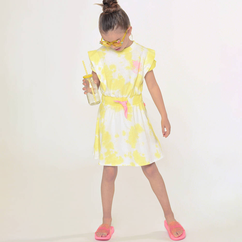 Billieblush-Желтое хлопковое платье с эффектом тай-дай | Childrensalon Outlet