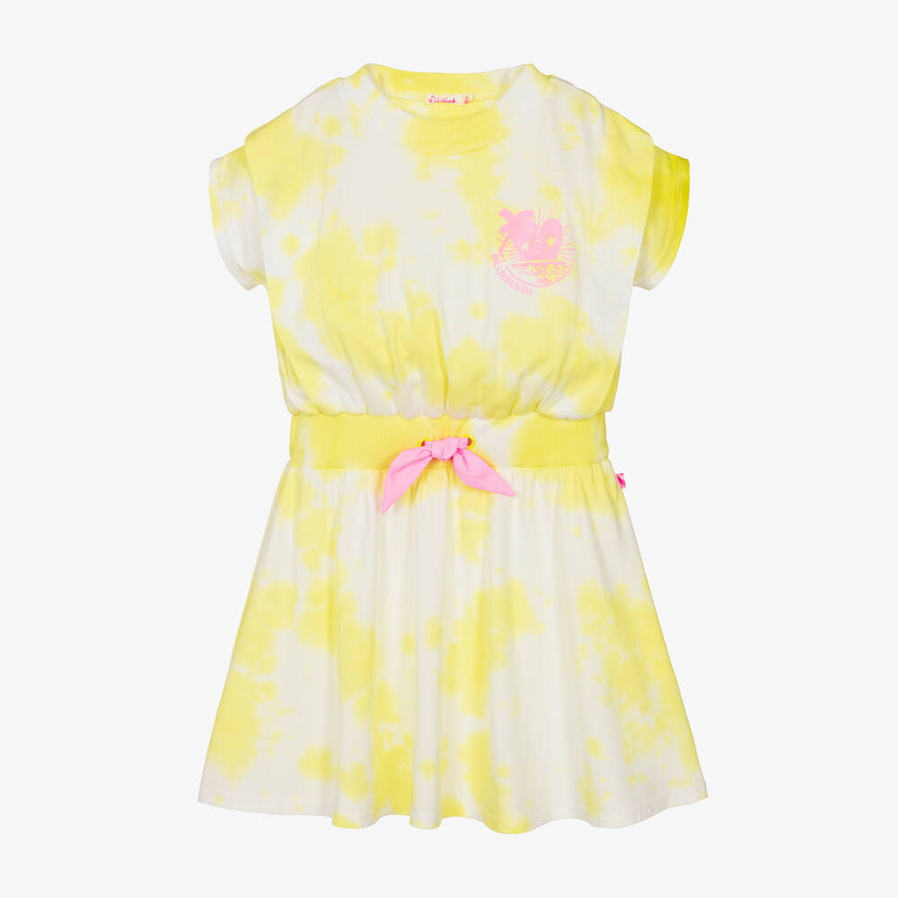 Billieblush - Robe jaune tie & dye en coton fille | Childrensalon