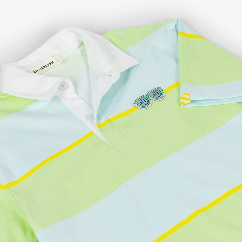 Billieblush-Green & Blue Stripe Polo Shirt | Childrensalon Outlet