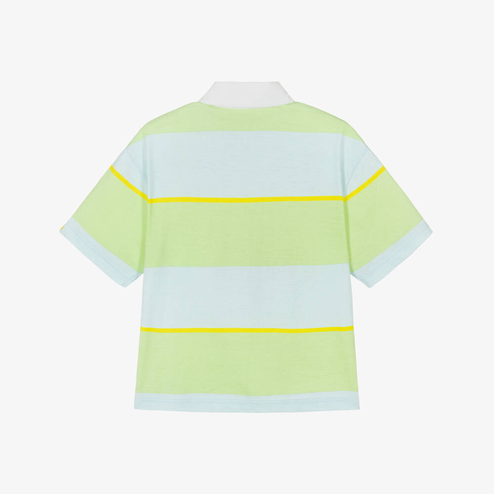 Billieblush-Green & Blue Stripe Polo Shirt | Childrensalon Outlet